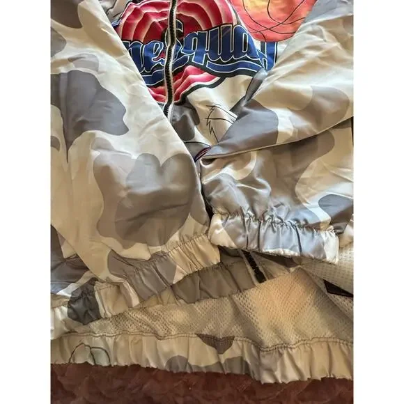 Space Jam Members Only jacket mens Sz Large Tune Squad Windbreaker Gray‎ Camo - Picture 7 of 11